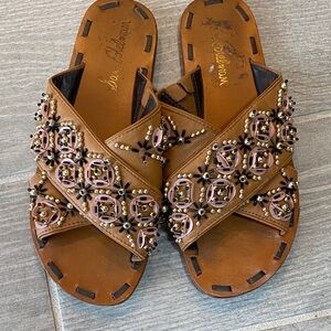 Sam Edelman Brown Embellished Women's Sandals Sz 7.5